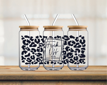 F Off, I mean Good Morning | UV DTF 16oz Glass Can Wrap
