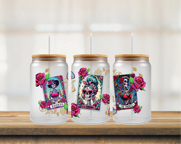 Dia De Los Muertos Loteria Cards 16oz Glass Can Wrap