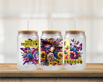 Surround Yourself with Positive Vibes 16oz Glass Can Wrap