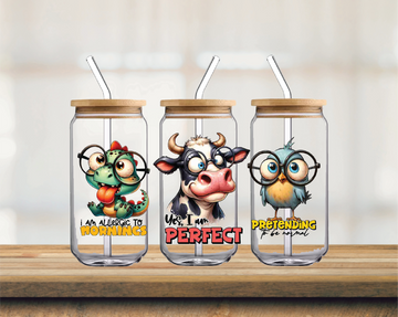 Sarcastic Animals 16oz Glass Can Wrap