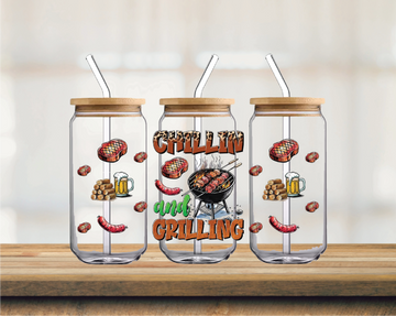 Chillin & Grilling 16oz Glass Can Wrap