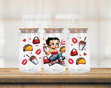 BB I Love Tacos 16oz Glass Can Wrap