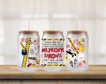 Murder Shows 16oz Glass Can Wrap