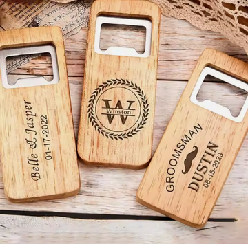 Stainless Steel & Wood Bottle Opener Custom Engraved