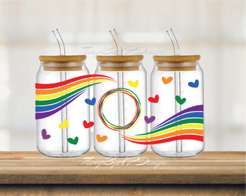 Rainbow Swirl 16oz Glass Can Wrap