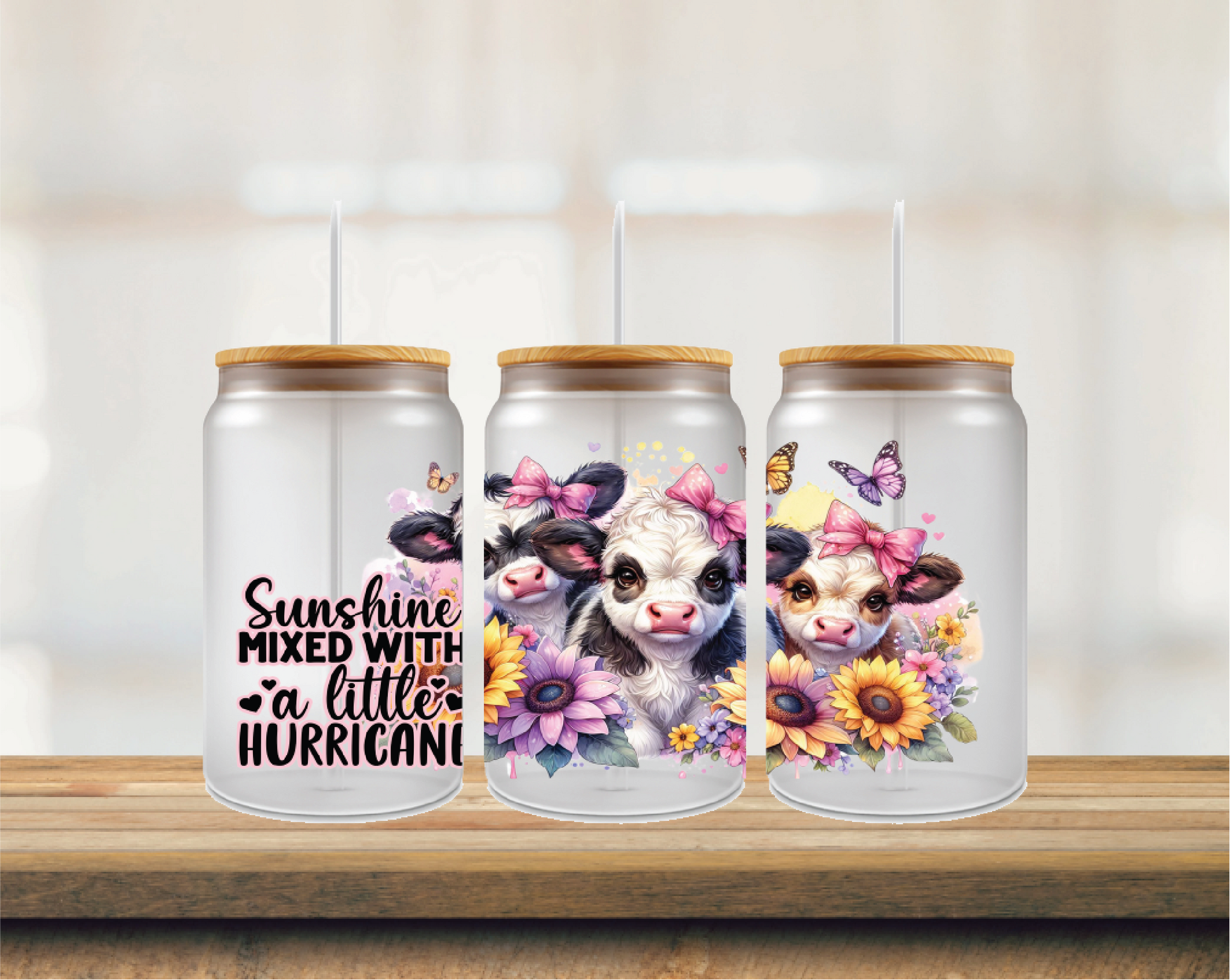 Sunshine mixed with a little hurricane 16oz Glass Can Wrap