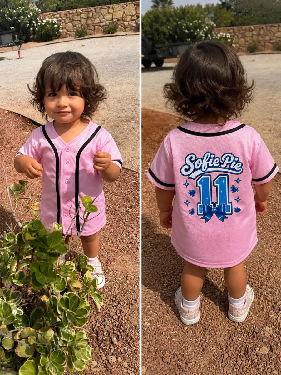 Personalized pink youth baseball jersey